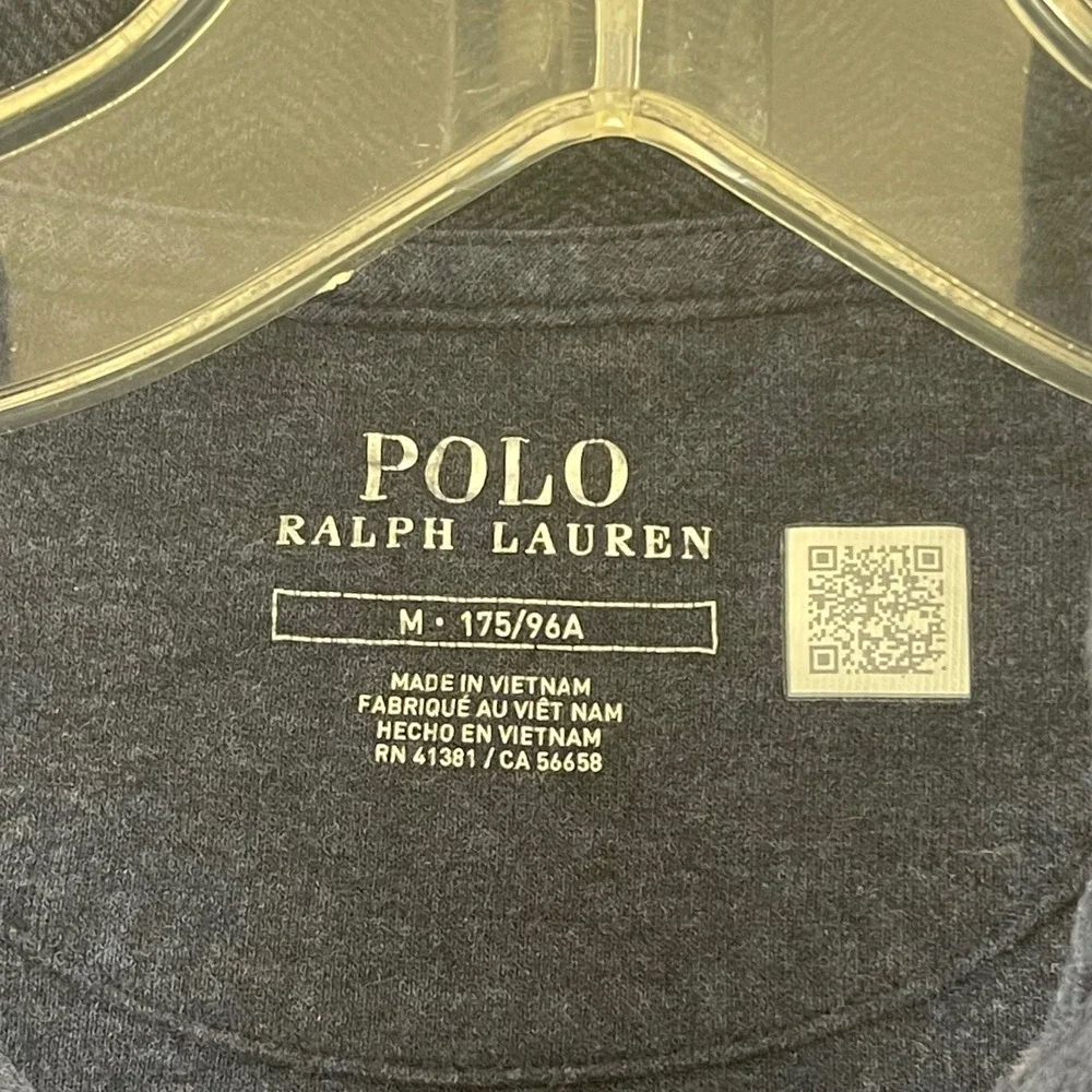 Polo Ralph Lauren Mens Medium Navy Blue Herringbone Quarter Zip Pullover Sweater